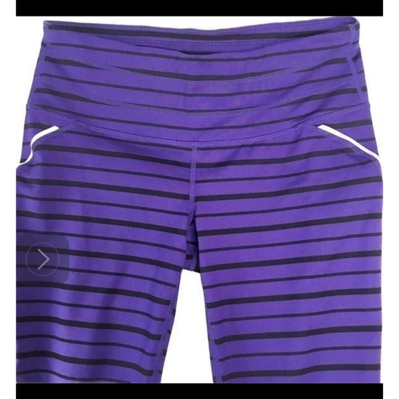 Athleta Striped Purple/Black Mesh & Solid Leggings Size Small - Picture 5 of 11